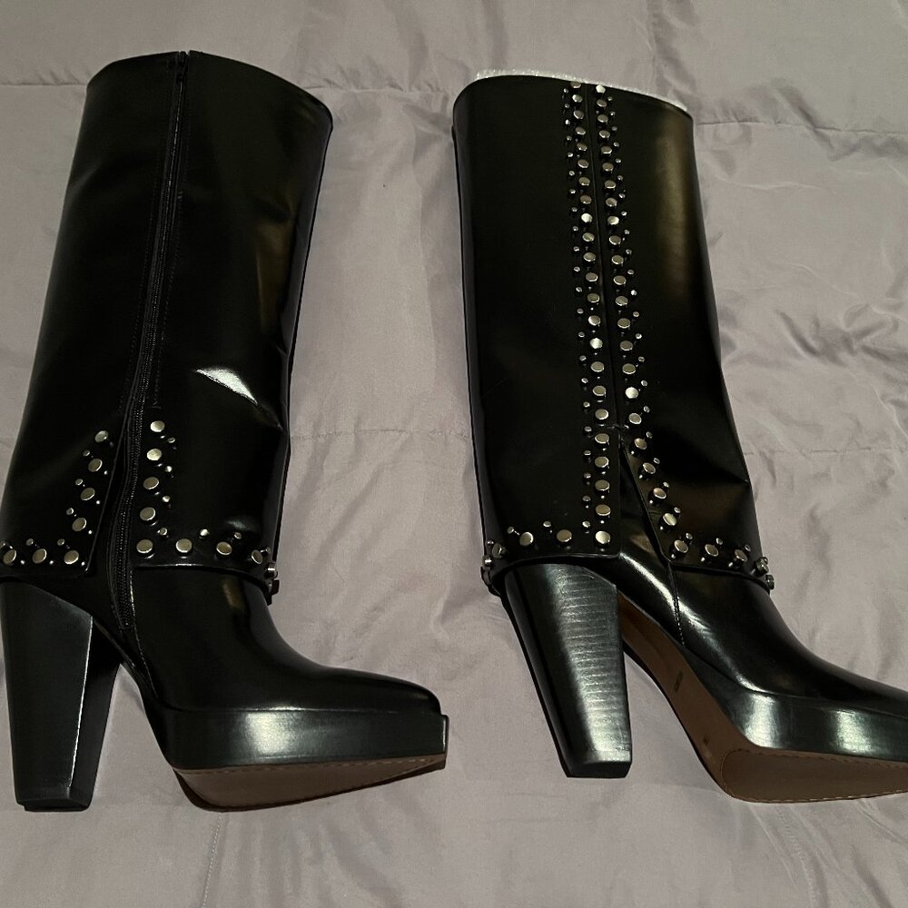 Vince Camuto Neltenni 2 Black Leather Wide Calf Boots - Size 7.5M